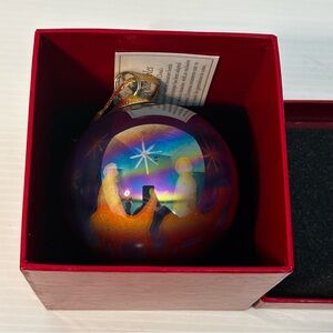 Vtg. 1999 J.C. Penny Reverse Painted Nativity Glass Christmas Ornament Li Bien